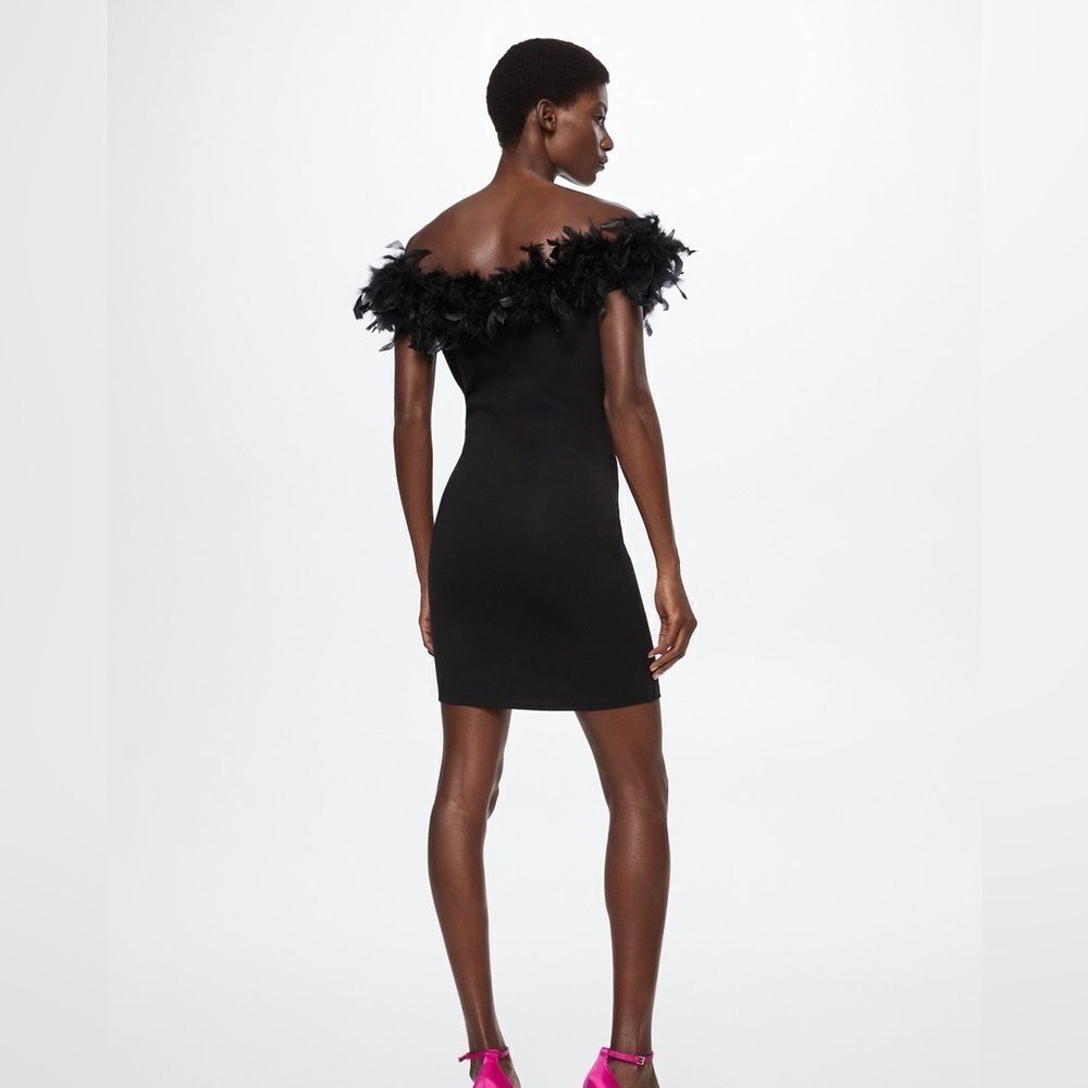 Mango off shoulder feather dress - Picture 5 of 8
